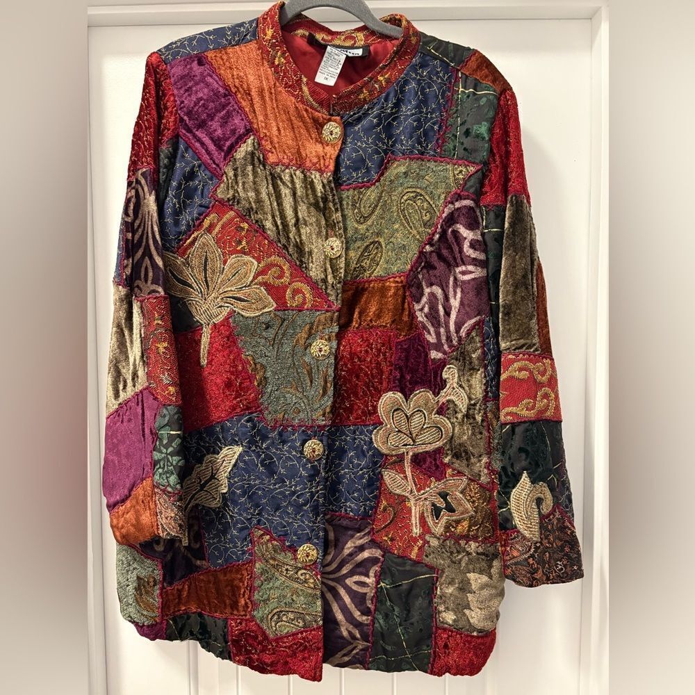 Indigo Moon Vintage Velvet Patchwork Jacket Size 1X